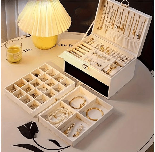 Luxury Multi-Layer Jewelry Storage Box with Drawers – Jewelry Organizer Case