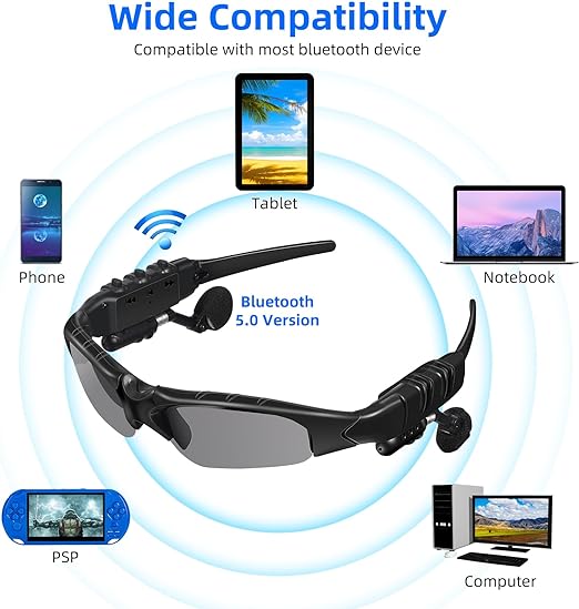 Wireless Bluetooth Headset Sunglasses – Smart Audio Glasses with Hands-Free Calling & Music