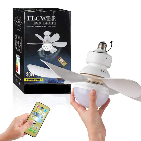 Flower Ceiling Fan with LED Light – 16.5" Compact Screw-Base Fan